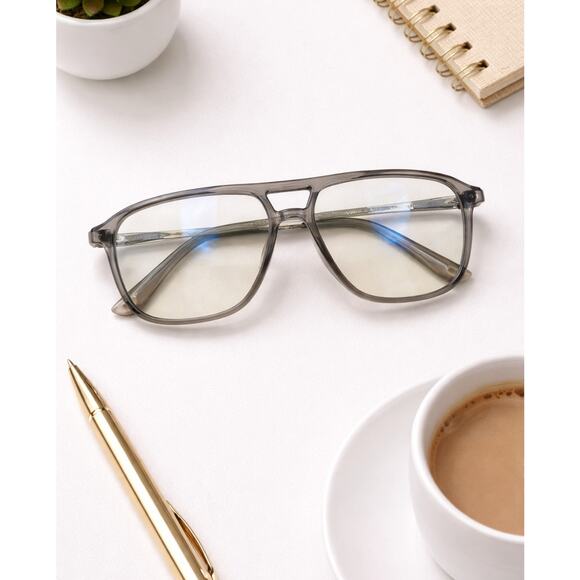 Other Accessories - Baylor Aviator Glasses Clear Gray Frames Blue Light Blocking Eyeglasses New